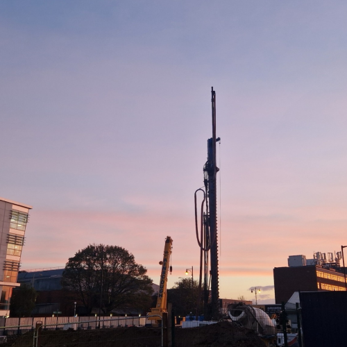 Picture of piling rig on site at Stockport.