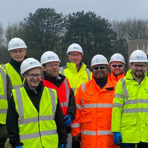 People in highvis on a site tour of the Macclesfield WwTW.