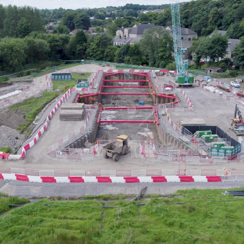 Drone picture of a cofferdam